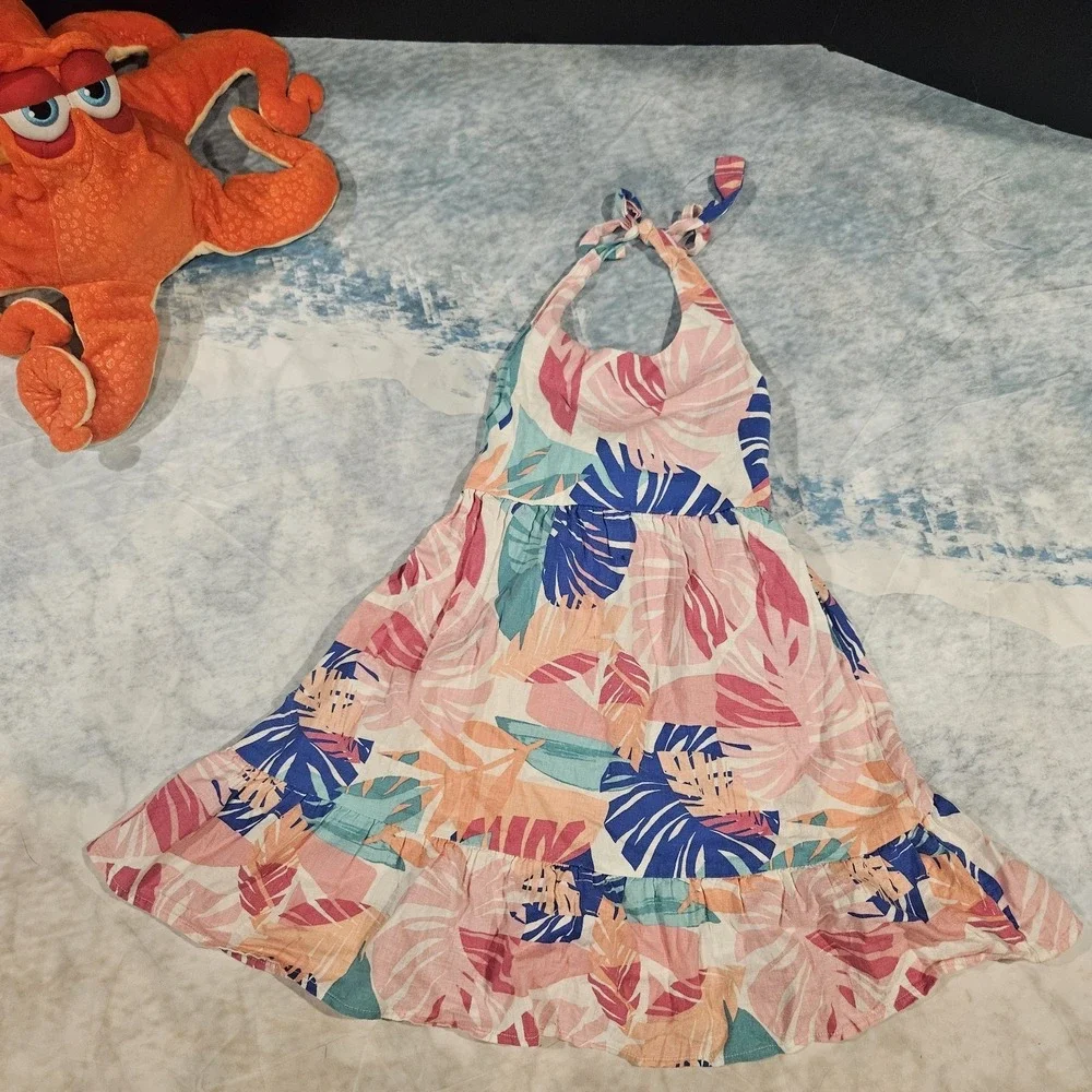 Gymboree Girls Tropical Halter Dress Size‎ 6 Adjustable Halter Floral Summer